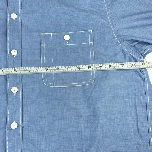 Hurley Hobie Mens Button-Up Shirt Blue Long Sleeve Spread Collar Pockets XL New - Picture 11 of 12